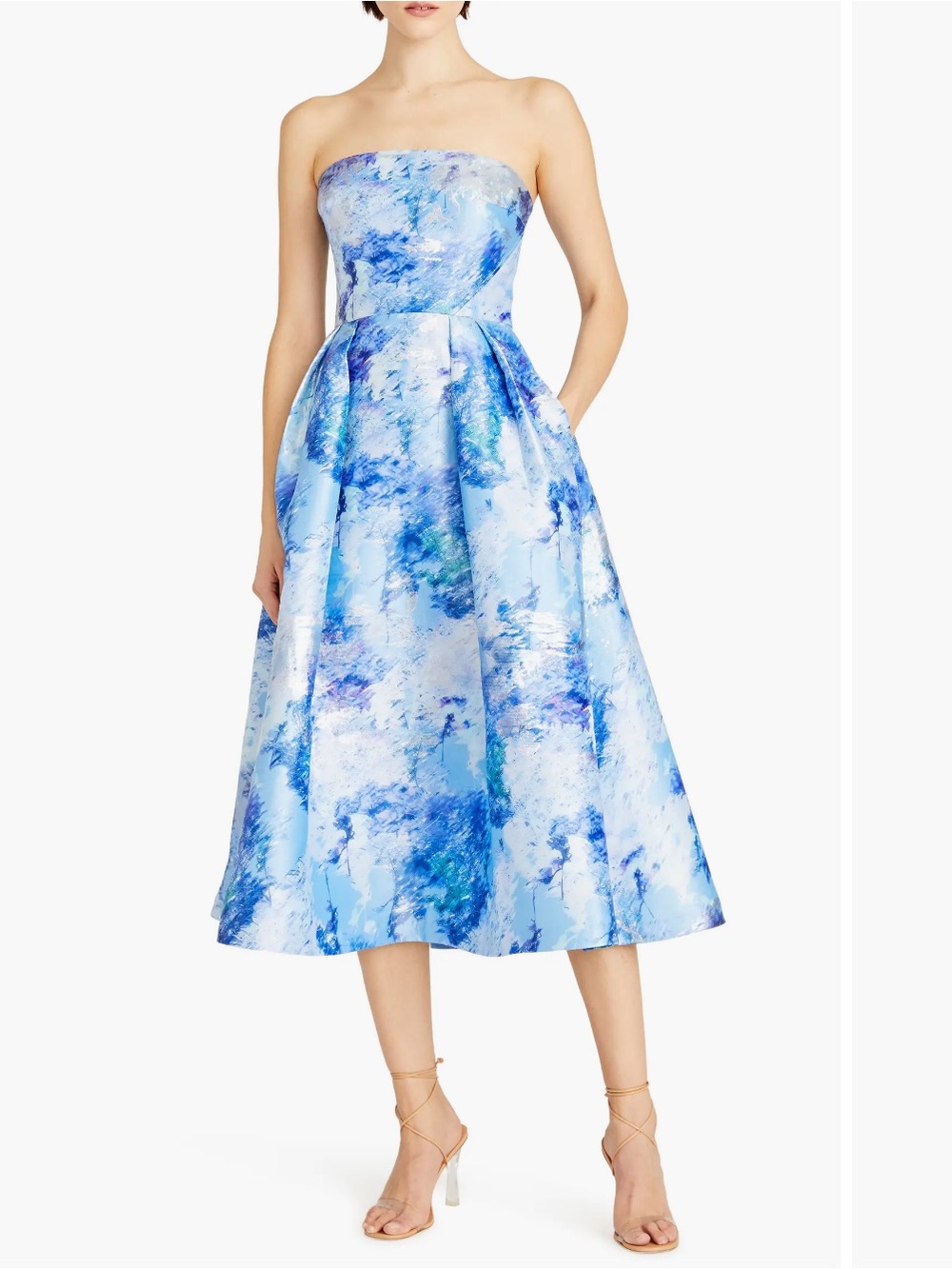 Violet Jacquard Metallic Strapless
A-Line Midi Dress
